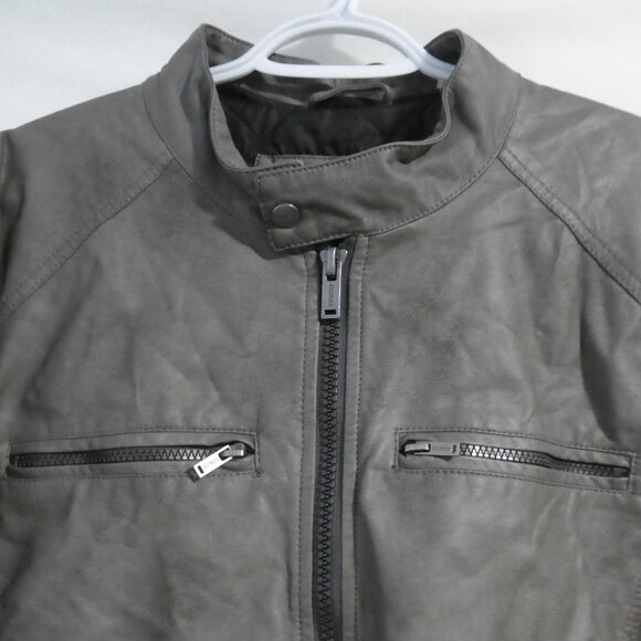 GUESS | large | Grey Faux Leather - Vegan Jacket - Picture 4 of 15